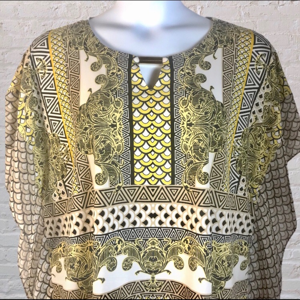🍁 JM Collection Yellow Gold Batwing Caftan Top - Picture 2 of 5